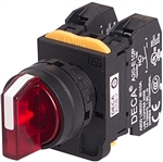 Deca A20F-3E02Q4R 22 mm Selector Switch, 3 Position, Red