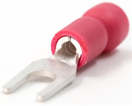 Hoffman Red Vinyl Insulated Fork Terminal, Stud Size 10, 22-16 AWG