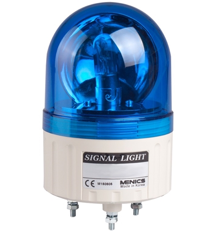 Menics 86mm Beacon Light, 110-220V, Blue, Rotating w/ Alarm