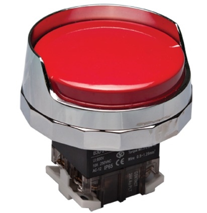 Kacon B30-21R-C65 65 mm Push Button, Red, Half Guard