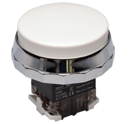 Kacon B30-21W-H65 65 mm Push Button, White, Extended Head