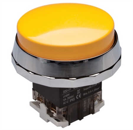 Kacon B30-21Y-H65 65 mm Push Button, Yellow, Extended Head