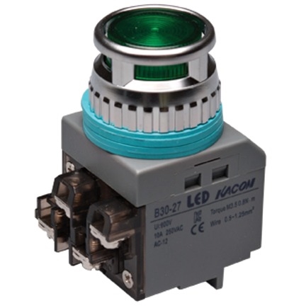 Kacon B30-27G-24VDC 30 mm Push Button, Green, 24V