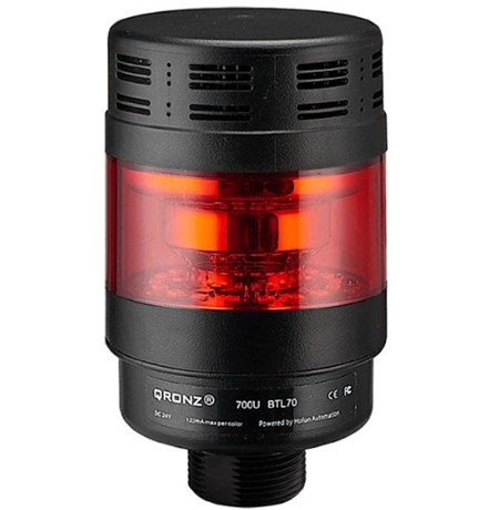 Qronz BTL70BK-AFR-LN12 Red LED Tower Light, Lead Wire, 12V