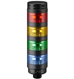 Qronz BTL70BK-AFRYGB-LN12 Red Yellow Green Blue LED Tower Light, Lead Wire, 12V