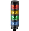 Qronz BTL70BK-AFRYGB-LN24 Red Yellow Green Blue LED Tower Light, Lead Wire, 24V
