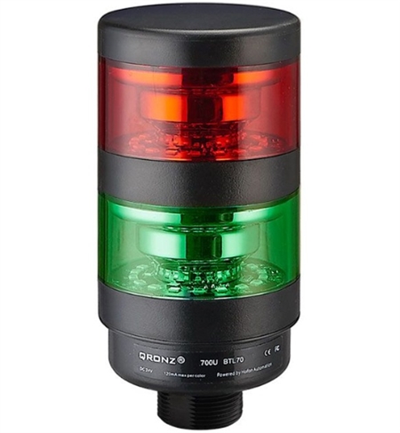 Qronz 70mm Clear Lens 2 Stack LED Tower Light, Quick Disconnect, 24V