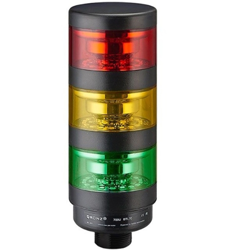 Qronz 70mm Clear Lens 3 Stack LED Tower Light, Quick Disconnect, 12V