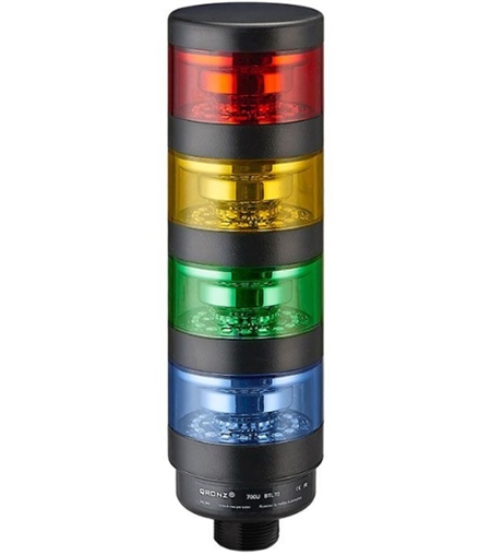 Qronz 70mm Clear Lens 4 Stack LED Tower Light, Quick Disconnect, 24V