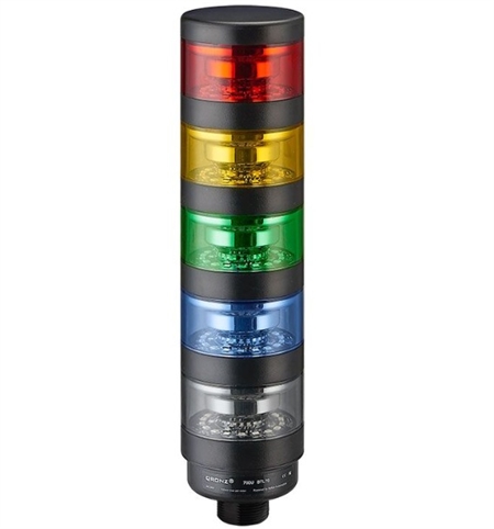 Qronz 70mm Clear Lens 5 Stack LED Tower Light, Quick Disconnect, 12V