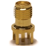 Mueller SMA Round Connector Jack, PCB, 50 Ohm, Gold Plated Brass