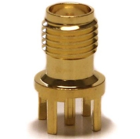 Mueller SMA Round Connector Jack, PCB, 50 Ohm, Gold Plated Brass