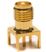Mueller SMA Square Connector Jack, PCB, 50 Ohm, Gold Plated Brass