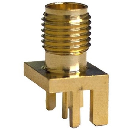 Mueller SMA Connector Jack, PCB Edge, 50 Ohm, Gold Plated Brass