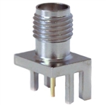 Mueller SMA Connector Jack, PCB Edge, 50 Ohm, Nickel Plated Brass