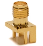Mueller SMA Connector Jack, PCB Edge, 50 Ohm, Gold Plated Brass