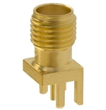Mueller SMA Connector Jack, PCB Edge Mount, 50 Ohm, Gold Plated Brass, Round Contact