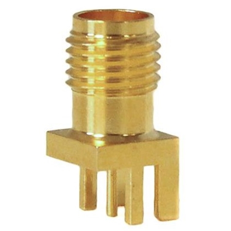 Mueller SMA Connector Jack, Edge Mount, 50 Ohm, Gold Plated Brass