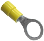 Mueller BU-190700153 Yellow Vinyl Insulated Ring Terminal, Stud Size 3/8", 12-10 AWG