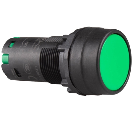 Deca CP2B-A1E10G 22 mm Maintained Push Button, Flush Head, Green