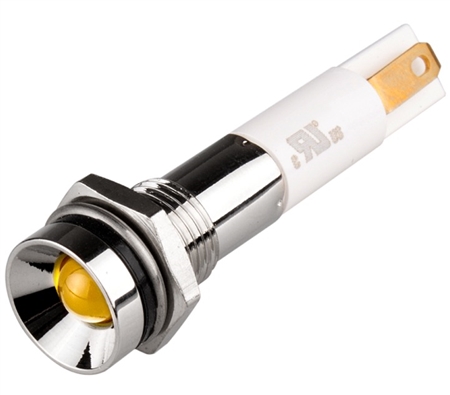 Menics IP 67 LED Indicator, 8mm, Protrusive Head, 3VDC, Yellow