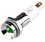Menics IP 67 LED Indicator, 10mm, Protrusive Head, 12VDC, Green