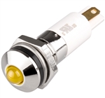 Menics IP 67 LED Indicator, 10mm, Round Head, 110VAC, Yellow