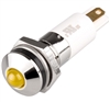 Menics IP 67 LED Indicator, 10mm, Round Head, 12VDC, Yellow