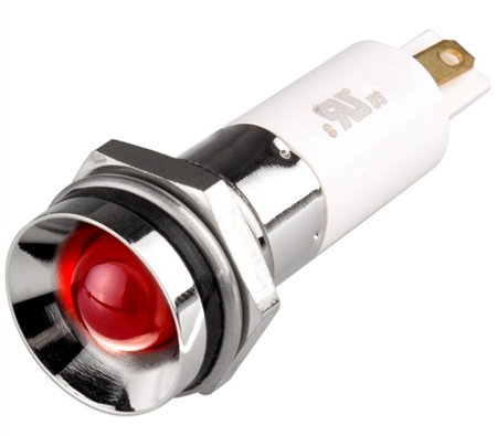 Menics IP 67 LED Indicator, 12 mm, Protrusive Head, 110VAC, Red