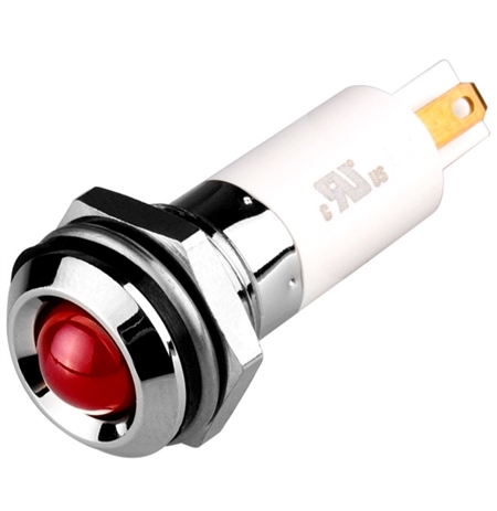 Menics IP 67 LED Indicator, 12 mm, Round Head, 3VDC, Red