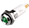 Menics IP 67 LED Indicator, 12 mm, Round Head, 12VDC, Green