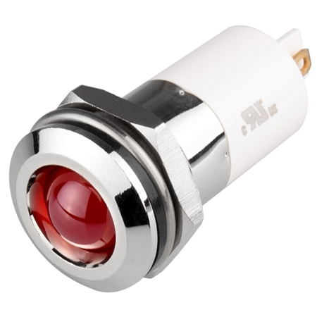 Menics IP 67 LED Indicator, 16 mm, Round Head, 220VAC, Red