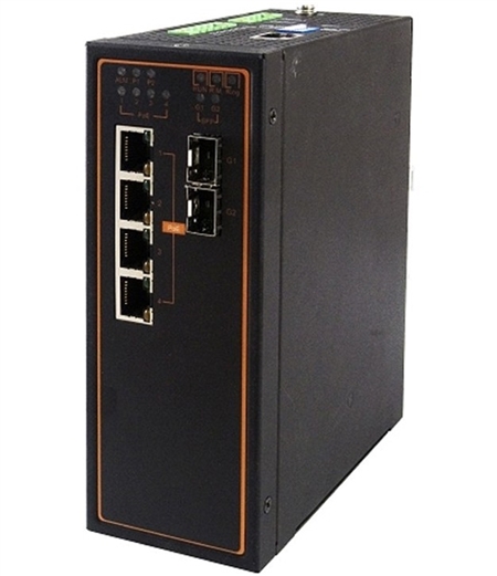 Mencom E45PNMS-6-4POE-2SFP 6 Port Managed Gigabit PoE Ethernet Switch