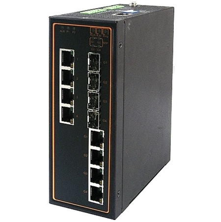Mencom E45PNMS-8-4M-4SFP 8 Port Managed Gigabit Ethernet Switch