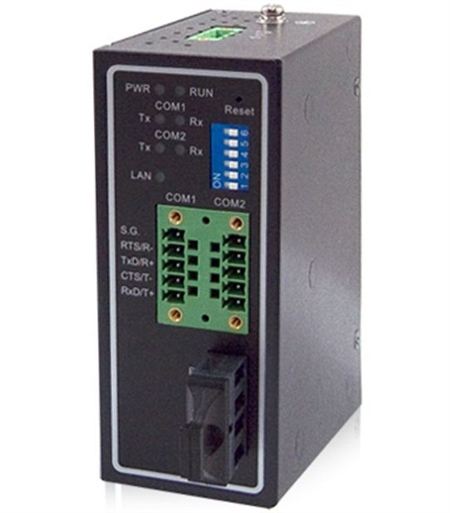 Mencom Serial Server, 2 Terminal Block, Singlemode Fiber Port