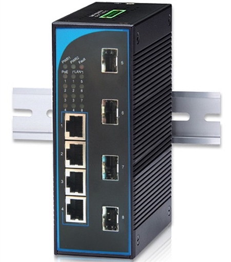 Mencom E45UM-8M-4POE-4SFP 8 Port Unmanaged Gigabit Ethernet Switch