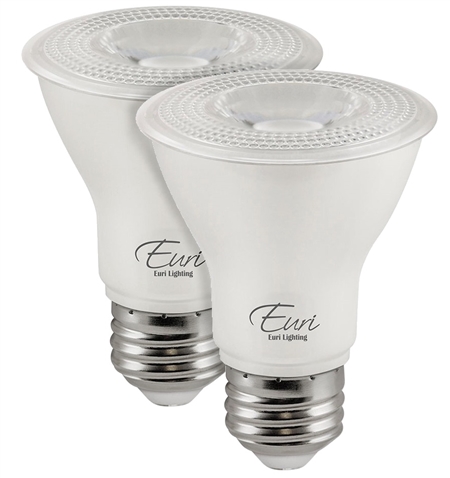 Euri Lighting 7W PAR20 LED Spot Light, 2700K, 2 Pack