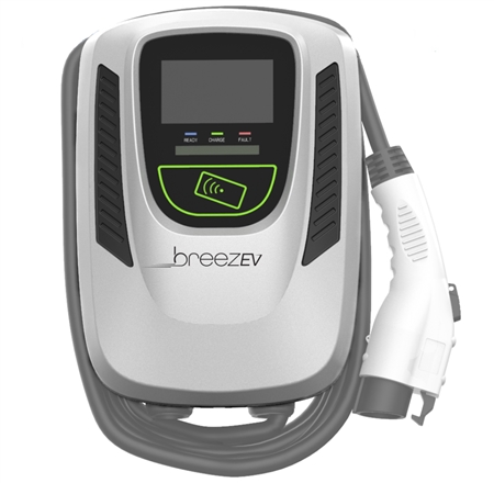 BreezEV  48 Amp Electric Vehicle Charger, Wall Mount, 4G Cellular, LITE Plan