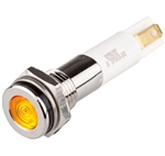 Menics LED Indicator, 6 mm, Flat Head, 12VDC, Yellow