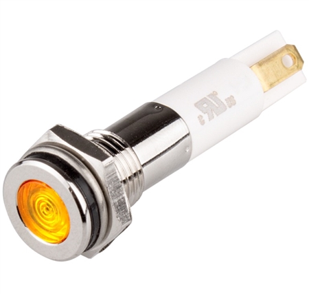 Menics LED Indicator, 8mm, Flat Head, 3VDC, Yellow