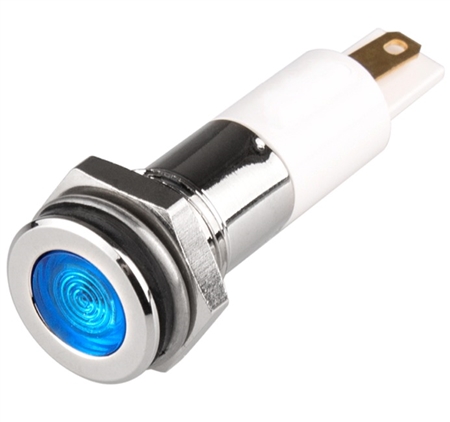 Menics LED Indicator, 10mm, Flat Head, 220V AC, Blue