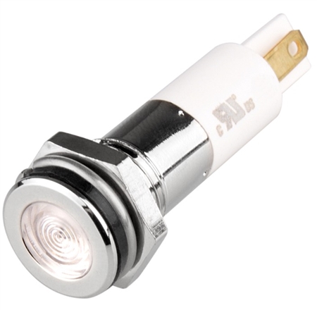 Menics LED Indicator, 10mm, Flat Head, 220V AC, White