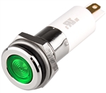 Menics LED Indicator, 12mm, Flat Head, 3VDC, Green