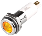 Menics LED Indicator, 12mm, Flat Head, 12VDC, Yellow