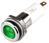 Menics LED Indicator, 12mm, Flat Head, 24VDC, Green