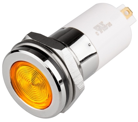 Menics LED Indicator, 16mm, Flat Head, 3VDC, Yellow