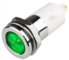 Menics LED Indicator, 16mm, Flat Head, 110VAC, Green