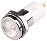 Menics LED Indicator, 16mm, Flat Head, 220VAC, White
