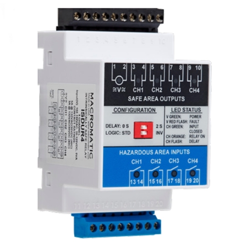 Macromatic 4 Channel Intrinsically Safe Relay, 102-132VAC / 10-125VDC