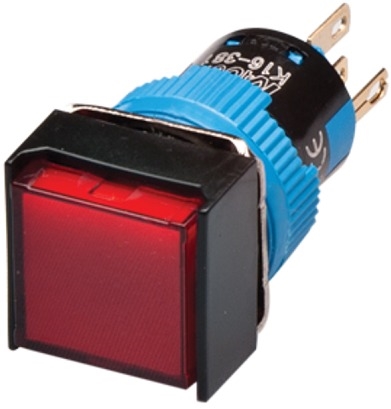 Kacon K16-282-R-6V 16 mm Push Button, Square, Red